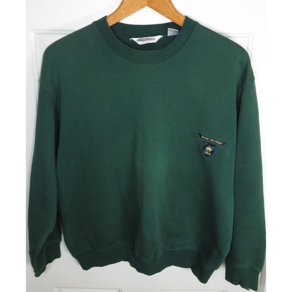 Vintage Brooks Brothers Sweatshirt Mens Medium Green All Cotton 90s